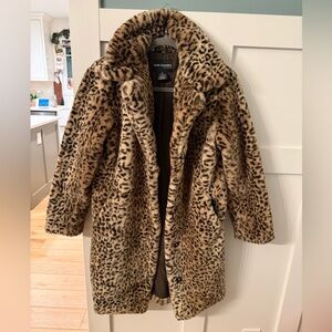 Mark Edward’s Leopard Print Faux Fur Teddy long coat